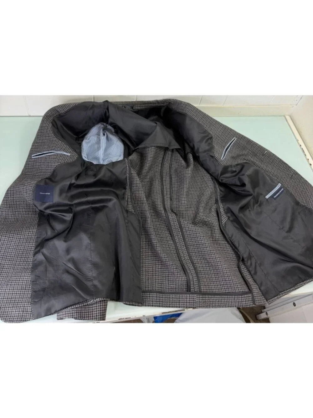 Tommy Hilfiger Blazer Sport Coat Jacket 46L Unstructured Elow Patch Houndstooth